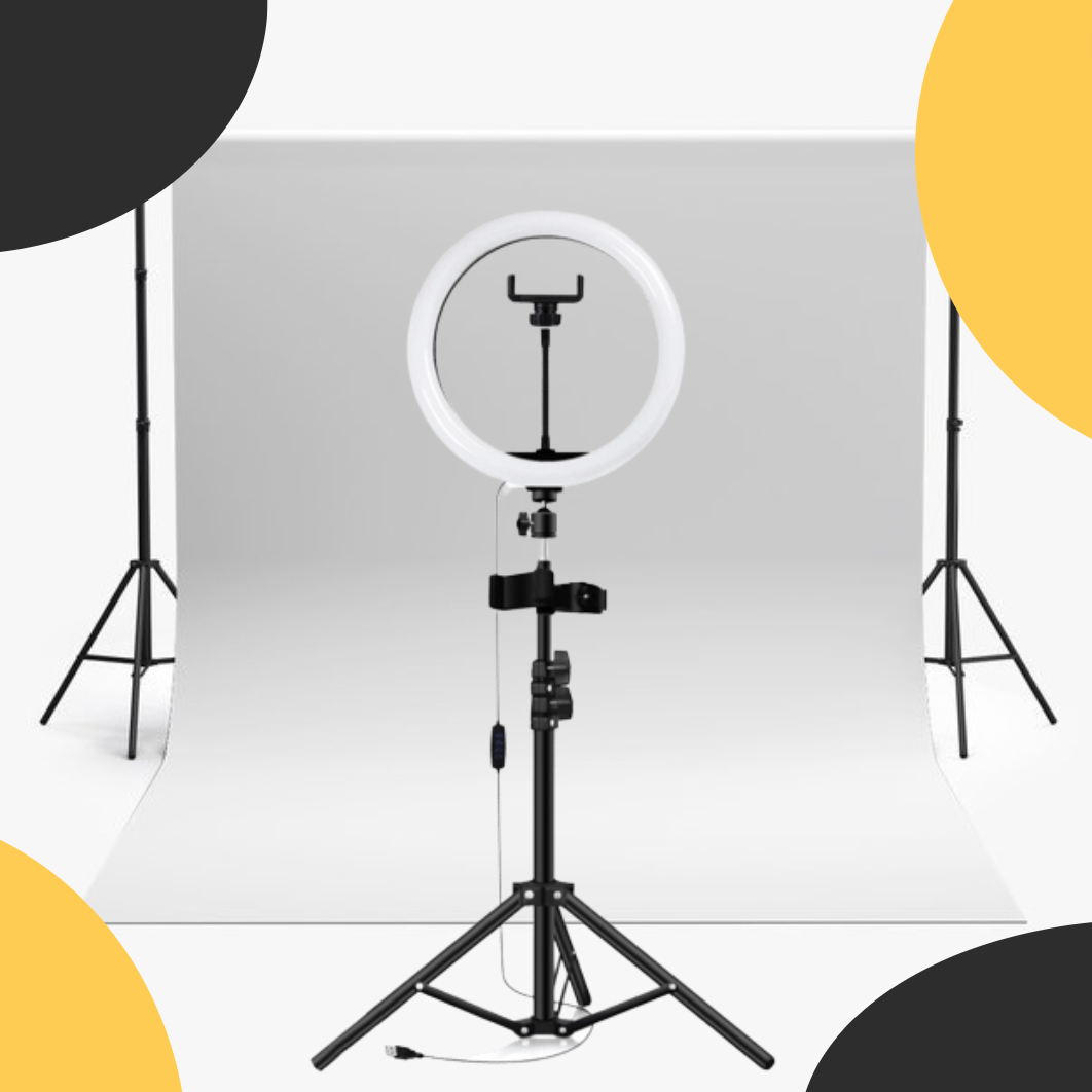 LED Lumière Anneau selfie avec Trépied, Réglable 50-160cm